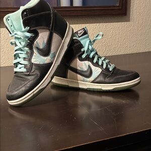 Nike Black and Mint High-Top Sneakers